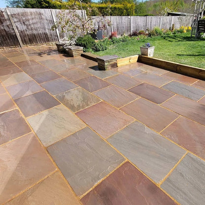 Imperial Green Indian 22mm Sandstone Paving Slabs - Riven - JJ Building Materials