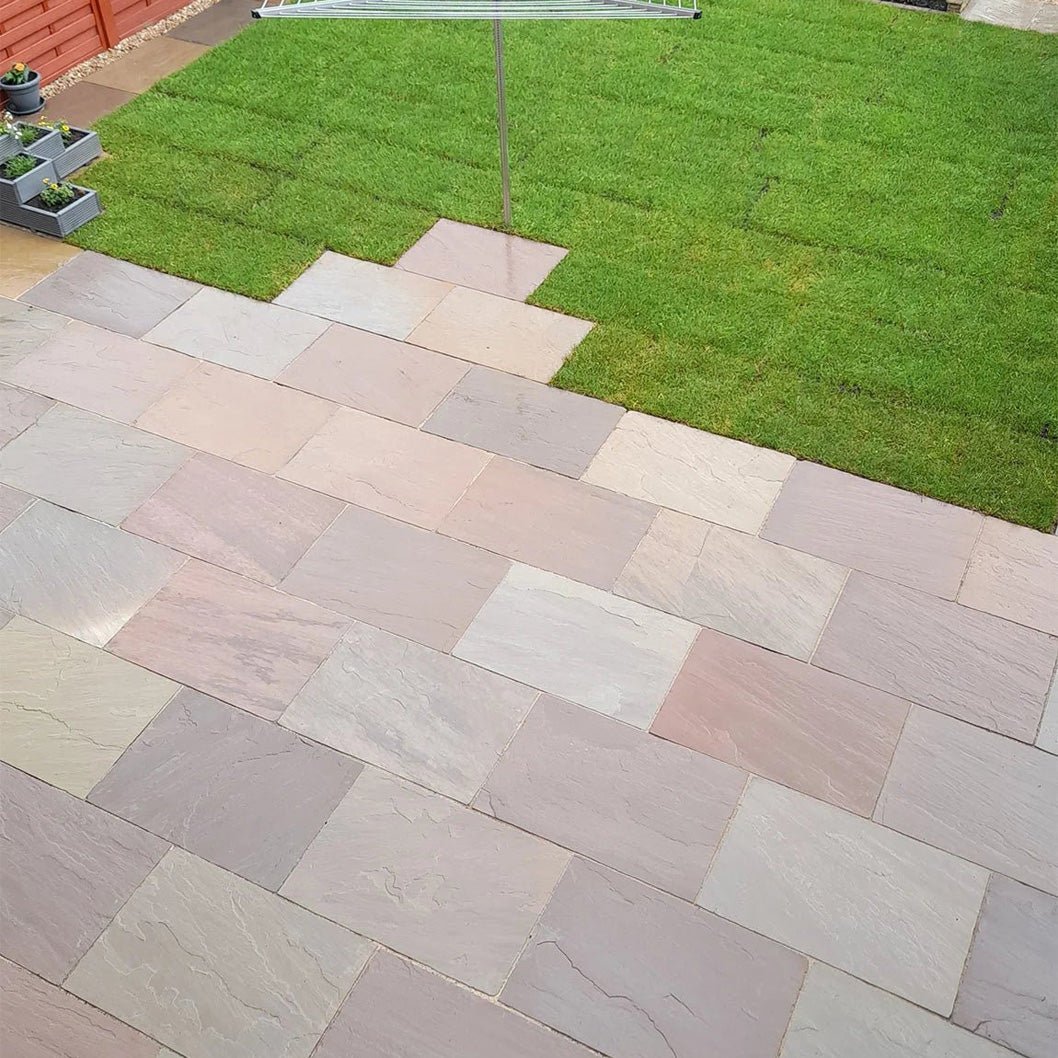 Imperial Green Indian 22mm Sandstone Paving Slabs - Riven - JJ Building Materials