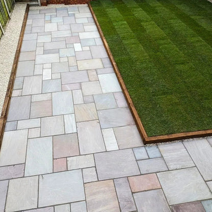 Imperial Green Indian 22mm Sandstone Paving Slabs - Riven - JJ Building Materials