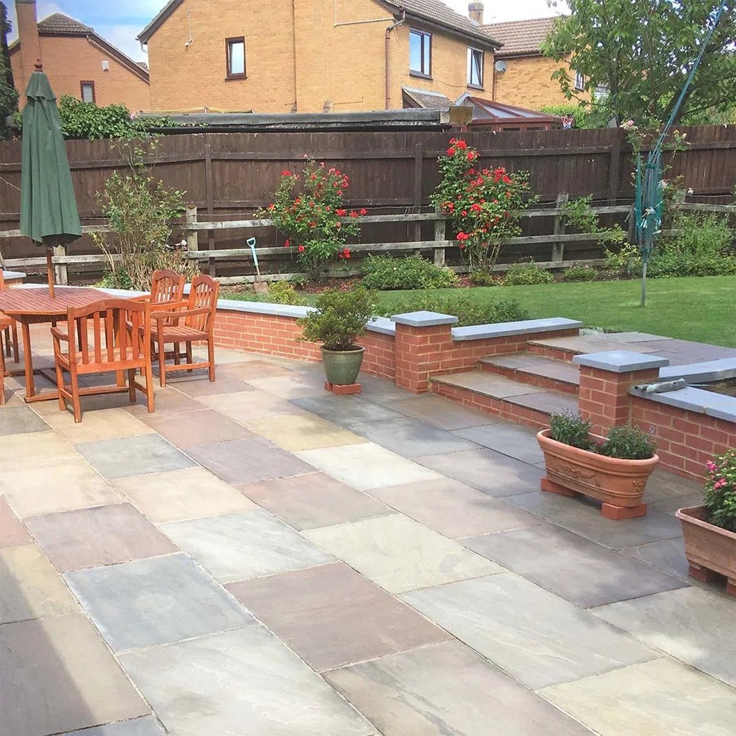 Imperial Green Indian 22mm Sandstone Paving Slabs - Riven - JJ Building Materials