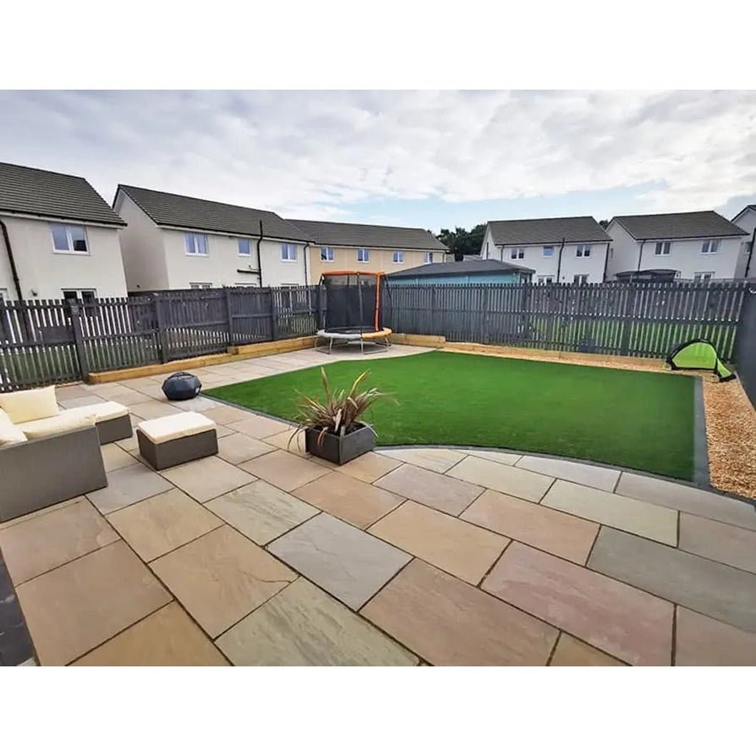 Imperial Green Indian 22mm Sandstone Paving Slabs - Riven - JJ Building Materials