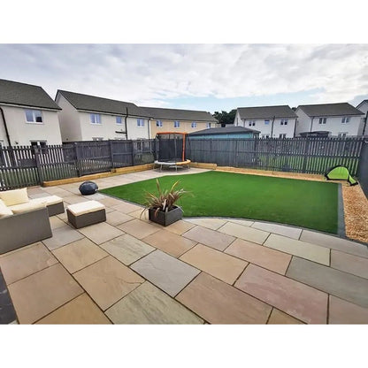 Imperial Green Indian 22mm Sandstone Paving Slabs - Riven - JJ Building Materials