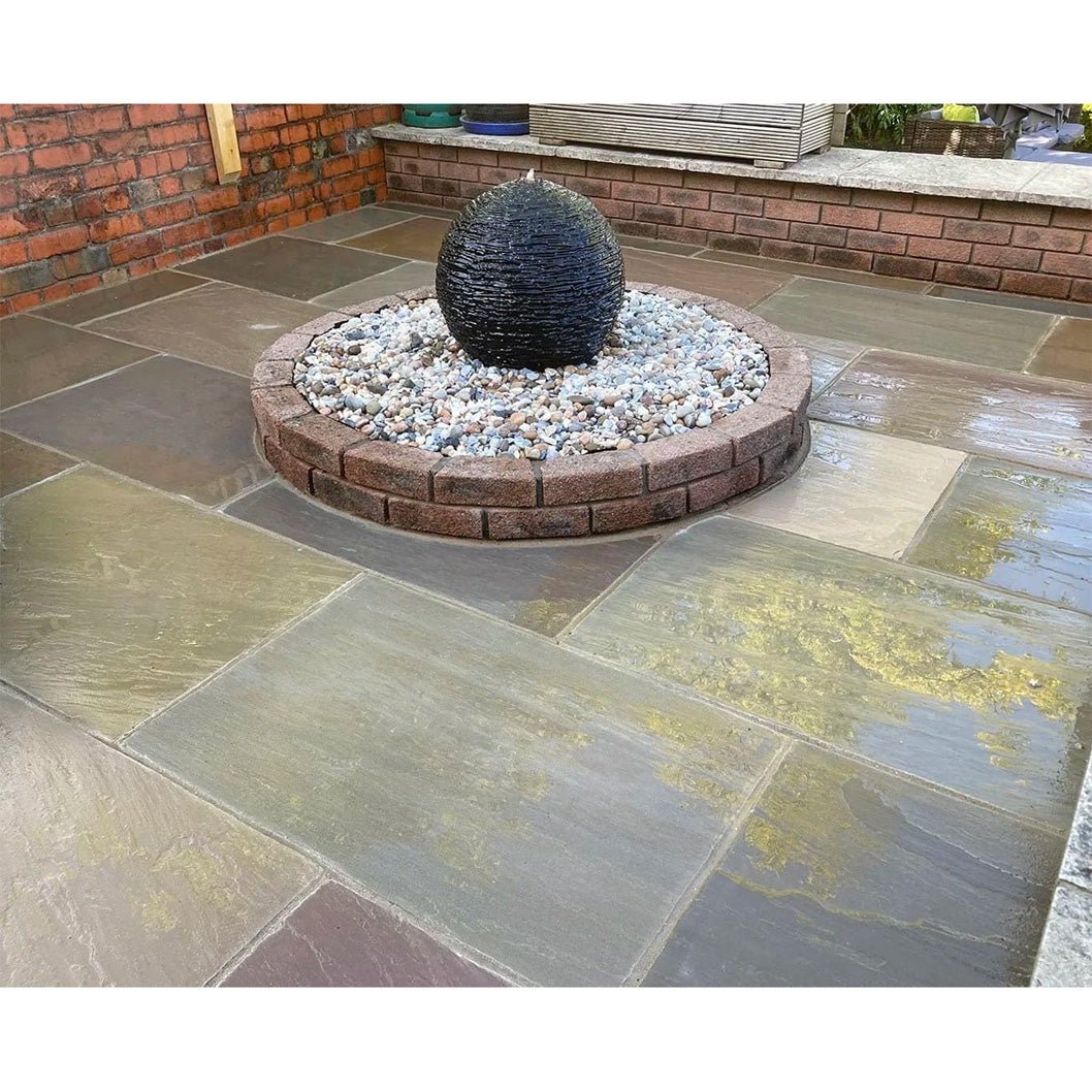 Imperial Green Indian 22mm Sandstone Paving Slabs - Riven - JJ Building Materials