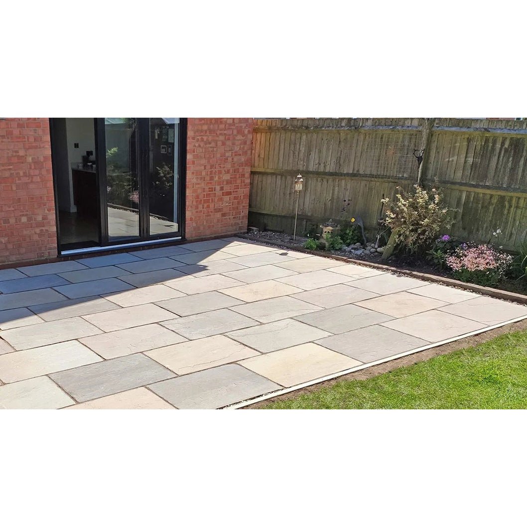 Imperial Green Indian 22mm Sandstone Paving Slabs - Riven - JJ Building Materials