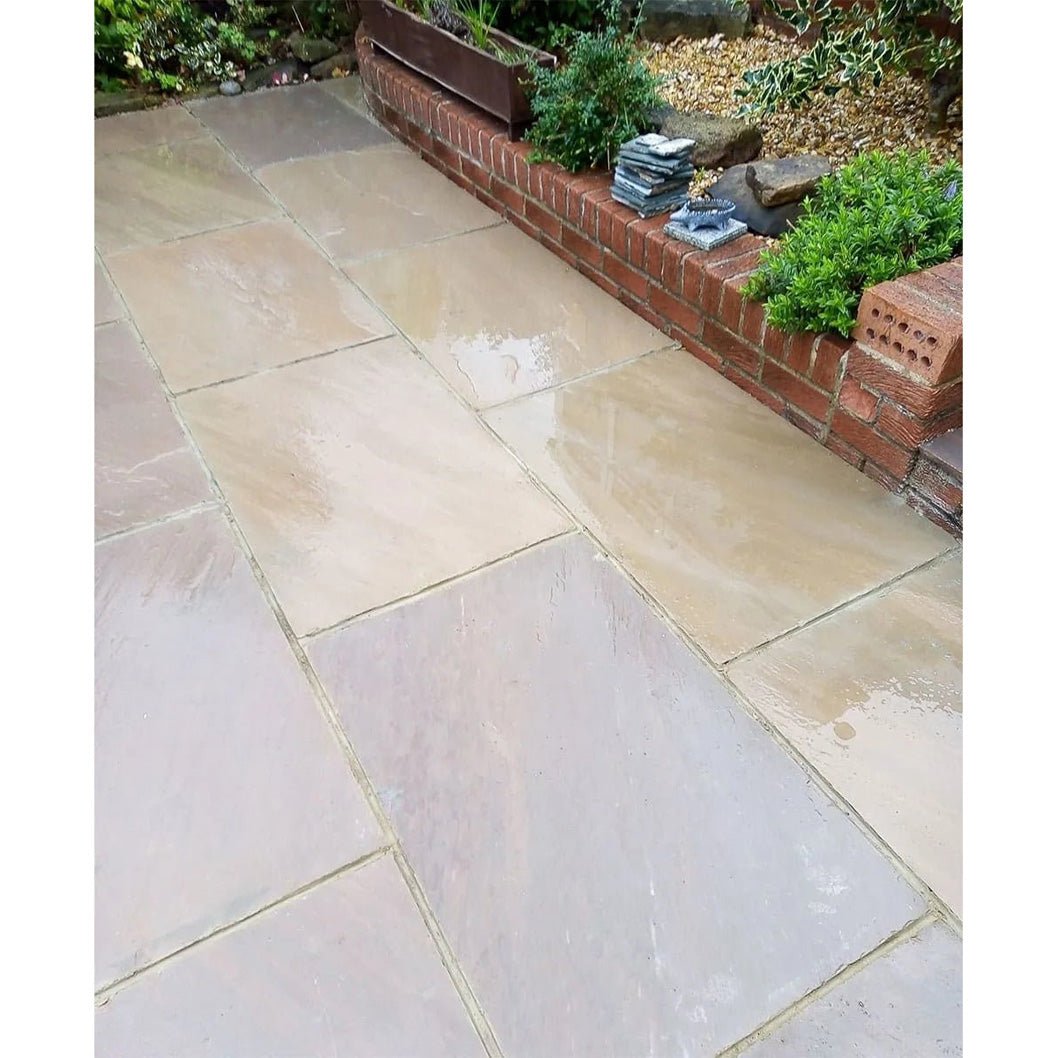 Imperial Green Indian 22mm Sandstone Paving Slabs - Riven - JJ Building Materials