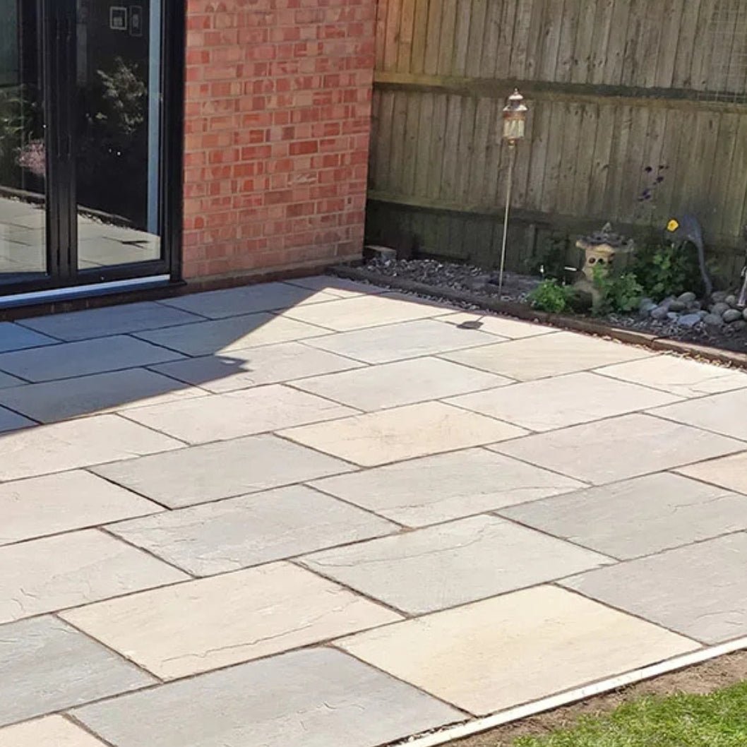 Imperial Green Indian 22mm Sandstone Paving Slabs - Riven - JJ Building Materials
