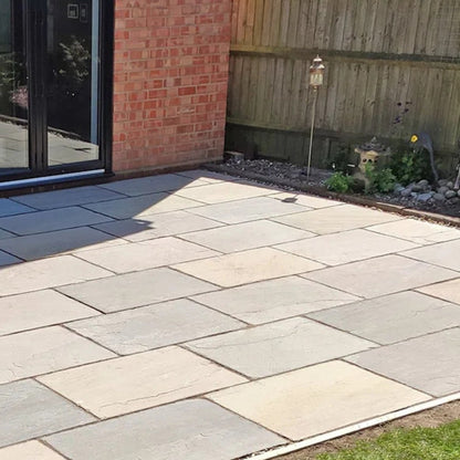 Imperial Green Indian 22mm Sandstone Paving Slabs - Riven - JJ Building Materials