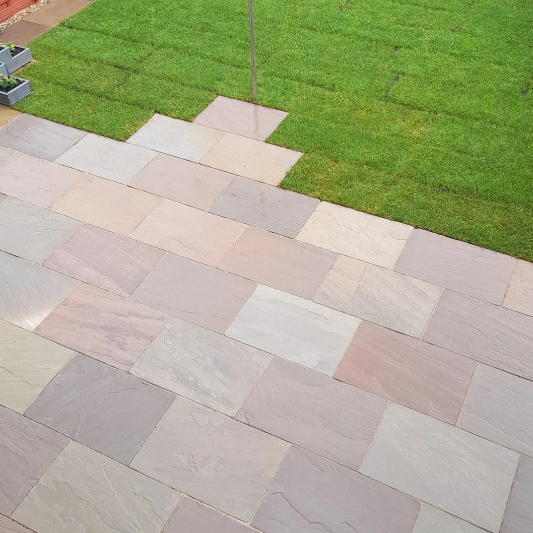Imperial Green Indian 22mm Sandstone Paving Slabs - Riven - JJ Building Materials