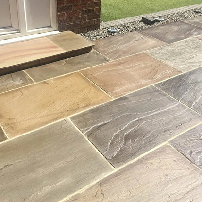 Imperial Green Indian 22mm Sandstone Paving Slabs - Riven - JJ Building Materials