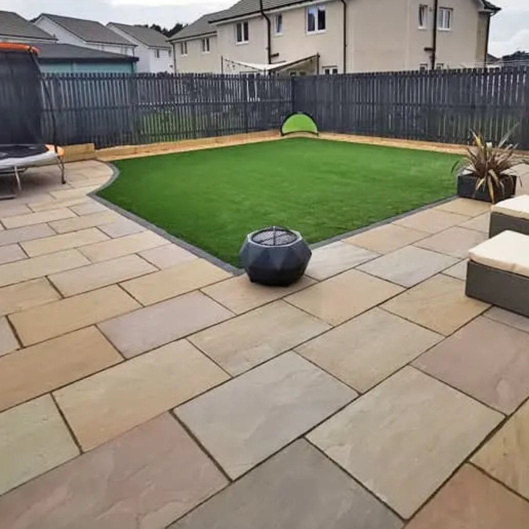 Imperial Green Indian 22mm Sandstone Paving Slabs - Riven - JJ Building Materials