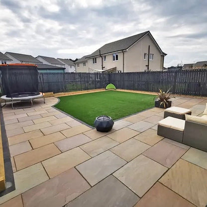 Imperial Green Indian 22mm Sandstone Paving Slabs - Riven - JJ Building Materials