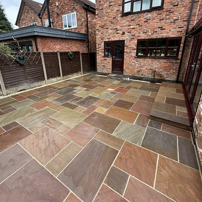 Imperial Green Indian 22mm Sandstone Paving Slabs - Riven - Patio Kit - JJ Building Materials