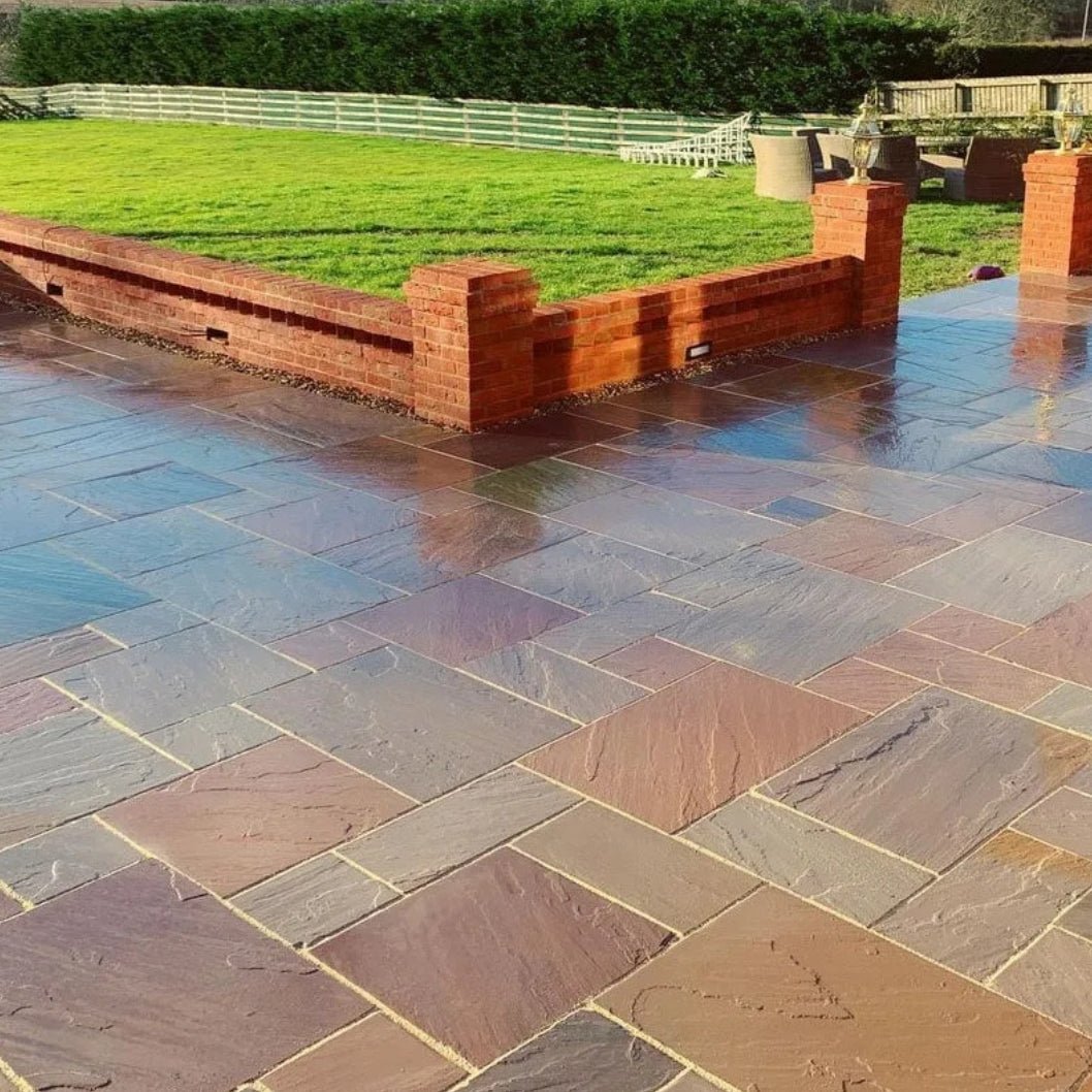 Imperial Green Indian 22mm Sandstone Paving Slabs - Riven - Patio Kit - JJ Building Materials