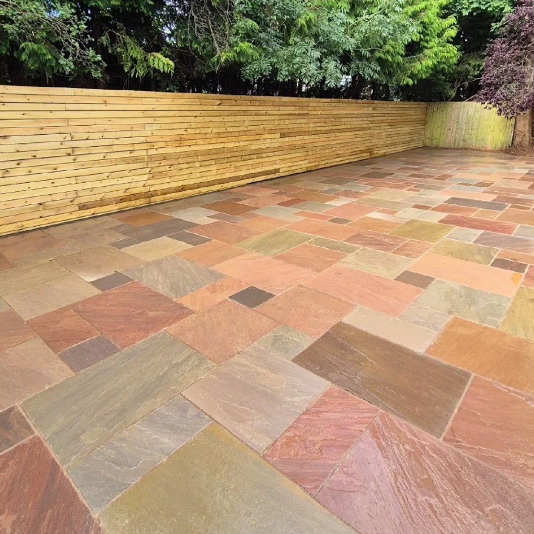 Imperial Green Indian 22mm Sandstone Paving Slabs - Riven - Patio Kit - JJ Building Materials