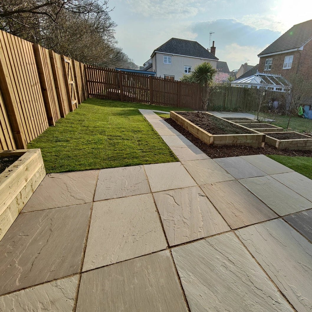 Imperial Green Indian 22mm Sandstone Paving Slabs – Tumbled - JJ Building Materials