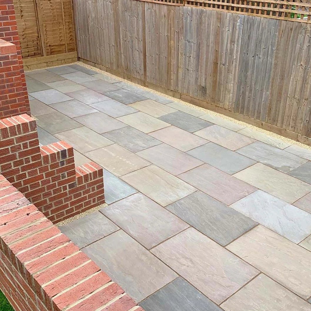 Imperial Green Indian 22mm Sandstone Paving Slabs – Tumbled - JJ Building Materials