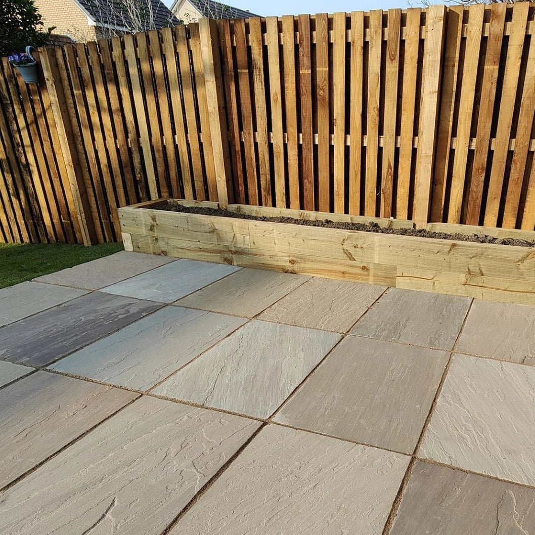 Imperial Green Indian 22mm Sandstone Paving Slabs – Tumbled - JJ Building Materials