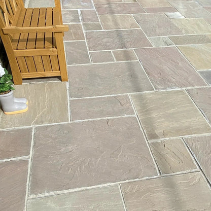 Imperial Green Indian 22mm Sandstone Paving Slabs – Tumbled - JJ Building Materials