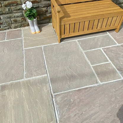 Imperial Green Indian 22mm Sandstone Paving Slabs – Tumbled - JJ Building Materials