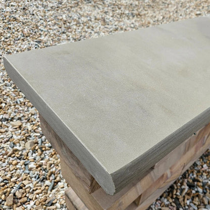 Imperial Green Indian 40mm Sandstone - Bullnose Coping Stones - Sawn & Honed - 600×300mm - JJ Building Materials