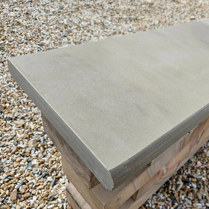Imperial Green Indian 40mm Sandstone - Bullnose Coping Stones - Sawn & Honed - 600×300mm - JJ Building Materials