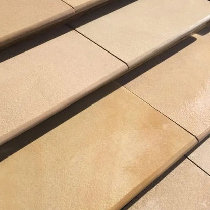 Imperial Green Indian 40mm Sandstone - Sawn & Honed - Bullnose Steps - 900 x 400mm - JJ Building Materials