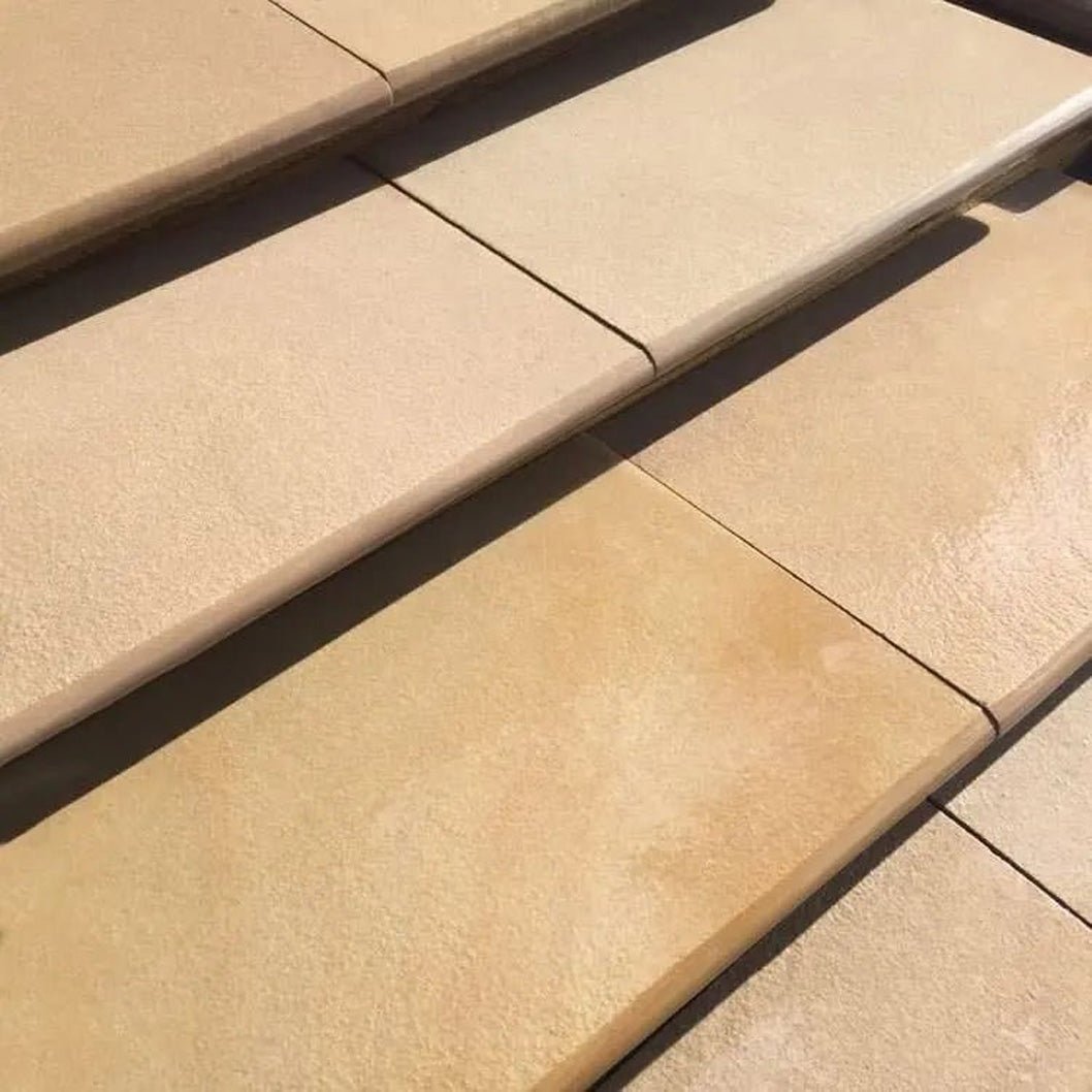 Imperial Green Indian 40mm Sandstone - Sawn & Honed - Bullnose Steps - 900 x 400mm - JJ Building Materials