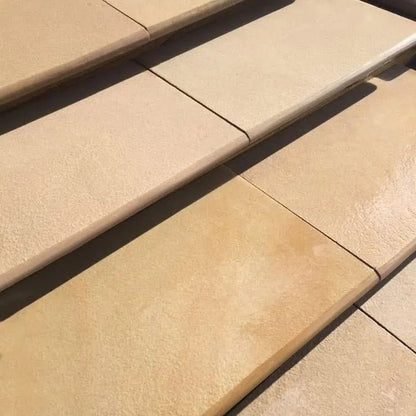Imperial Green Indian 40mm Sandstone - Sawn & Honed - Bullnose Steps - 900 x 400mm - JJ Building Materials