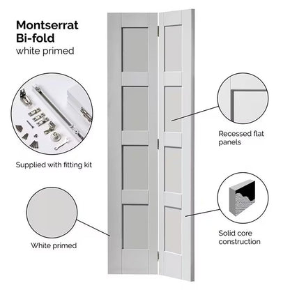 JB Kind 1981x762x35mm Montserrat White Primed Bi-fold Door - JJ Building Materials