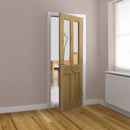 JB Kind 1981x762x35mm Rustic 4 Panel Internal Oak Glazed Door - JJ Building Materials