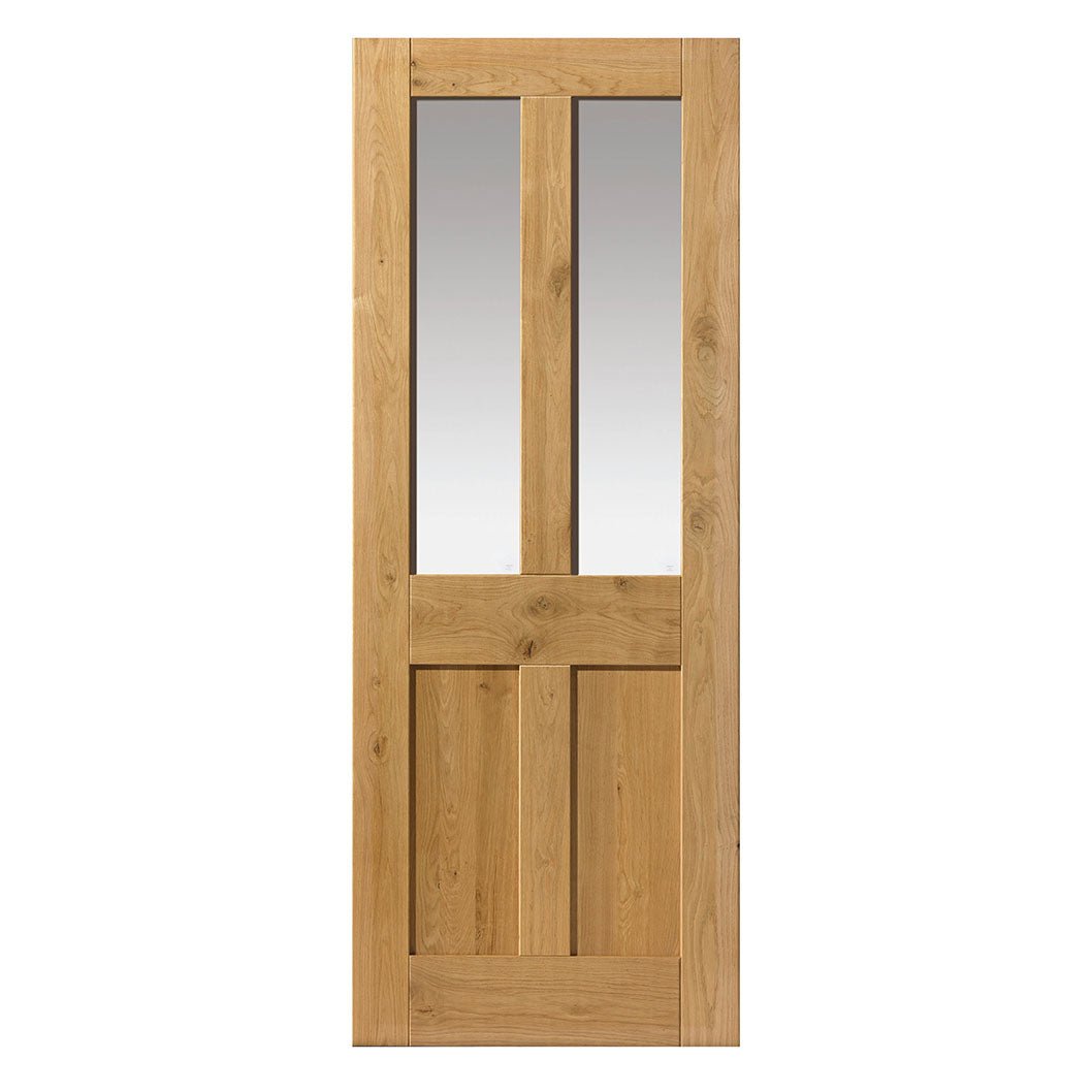 JB Kind 1981x762x35mm Rustic 4 Panel Internal Oak Glazed Door - JJ Building Materials