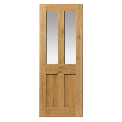 JB Kind 1981x762x35mm Rustic 4 Panel Internal Oak Glazed Door - JJ Building Materials