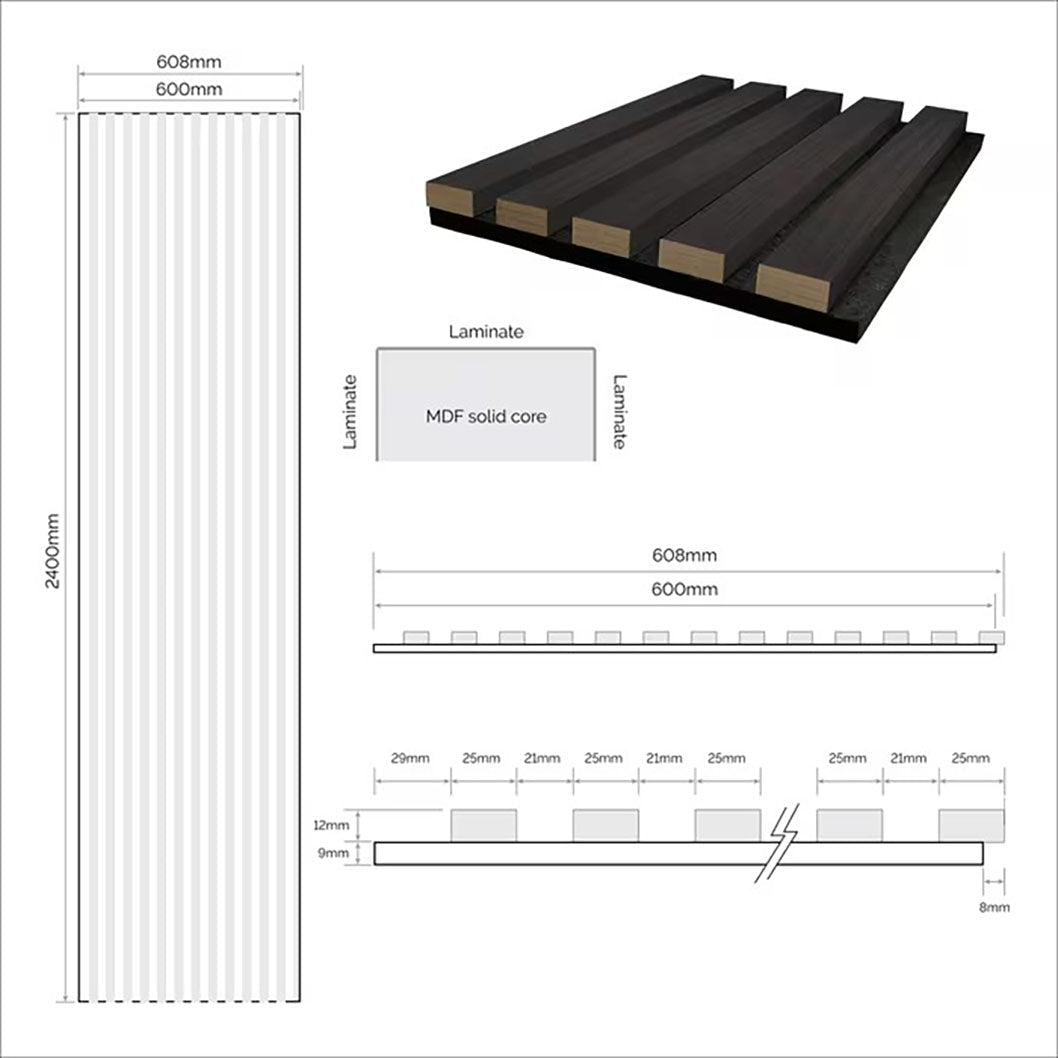 JB Kind 2400x600x21mm Laminate Acoustic Wall Panelling - JJ Building Materials