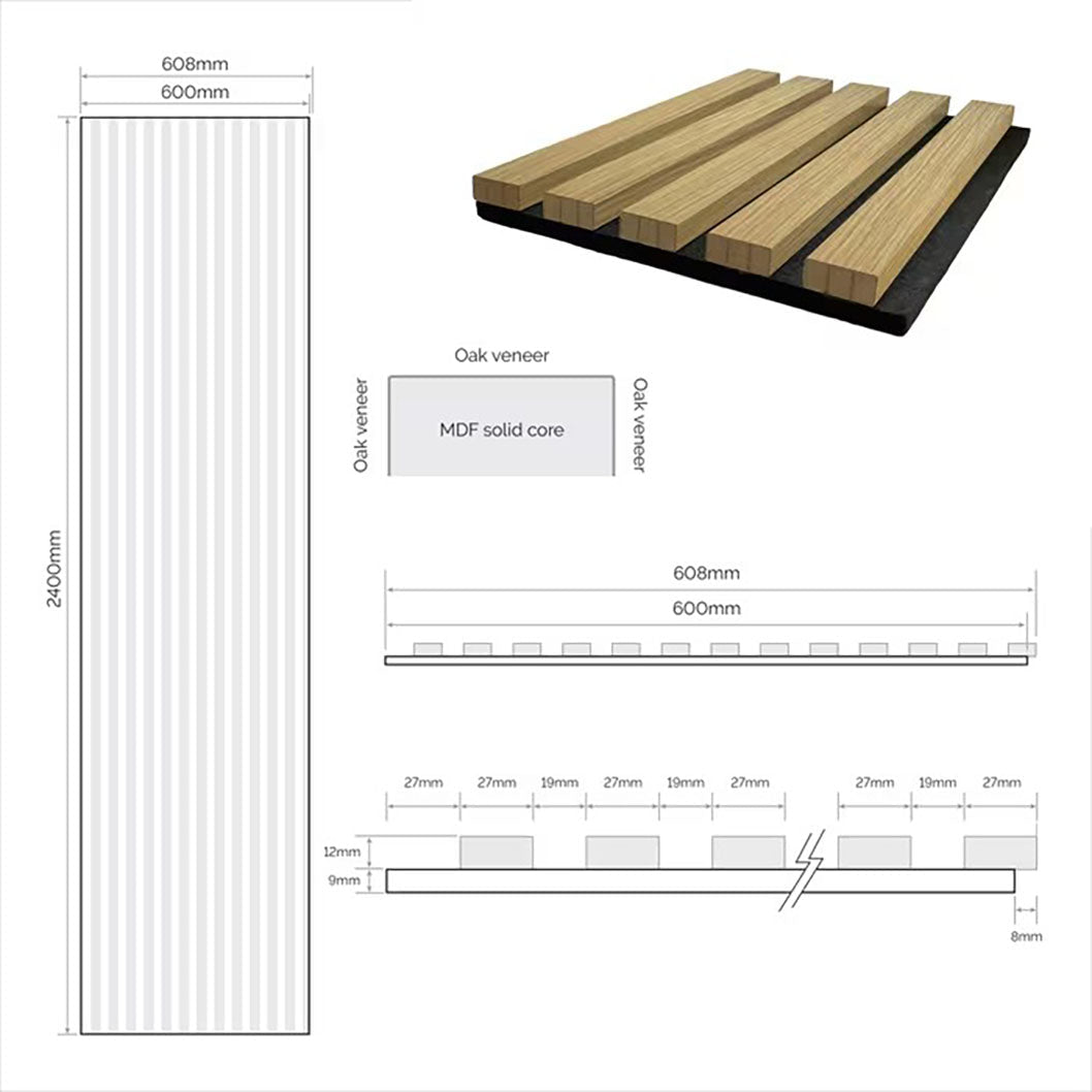 JB Kind 2400x600x21mm Oak Veneer Acoustic Wall Panel - JJ Building Materials