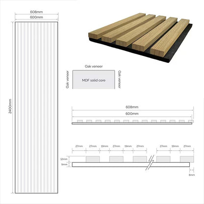JB Kind 2400x600x21mm Oak Veneer Acoustic Wall Panel - JJ Building Materials