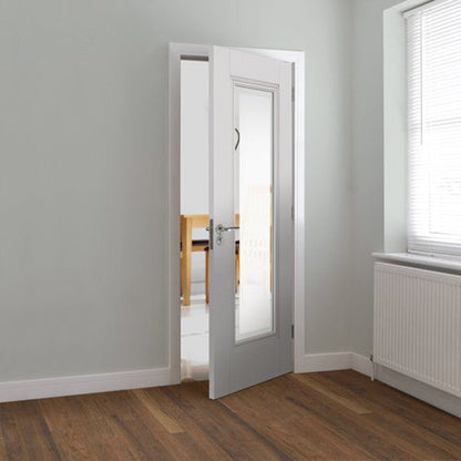JB Kind Belton White Primed Glazed Etched Internal Door - JJ Building Materials