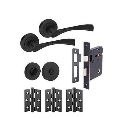 JB Kind Boston Black Lever on Rose Standard Latch Pack - JJ Building Materials