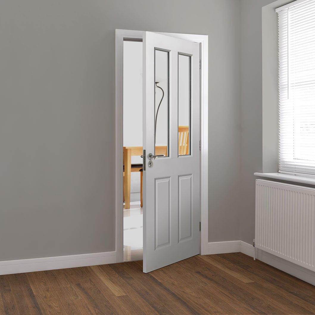 JB Kind Canterbury 2-Light White Primed Glazed Internal Door - JJ Building Materials