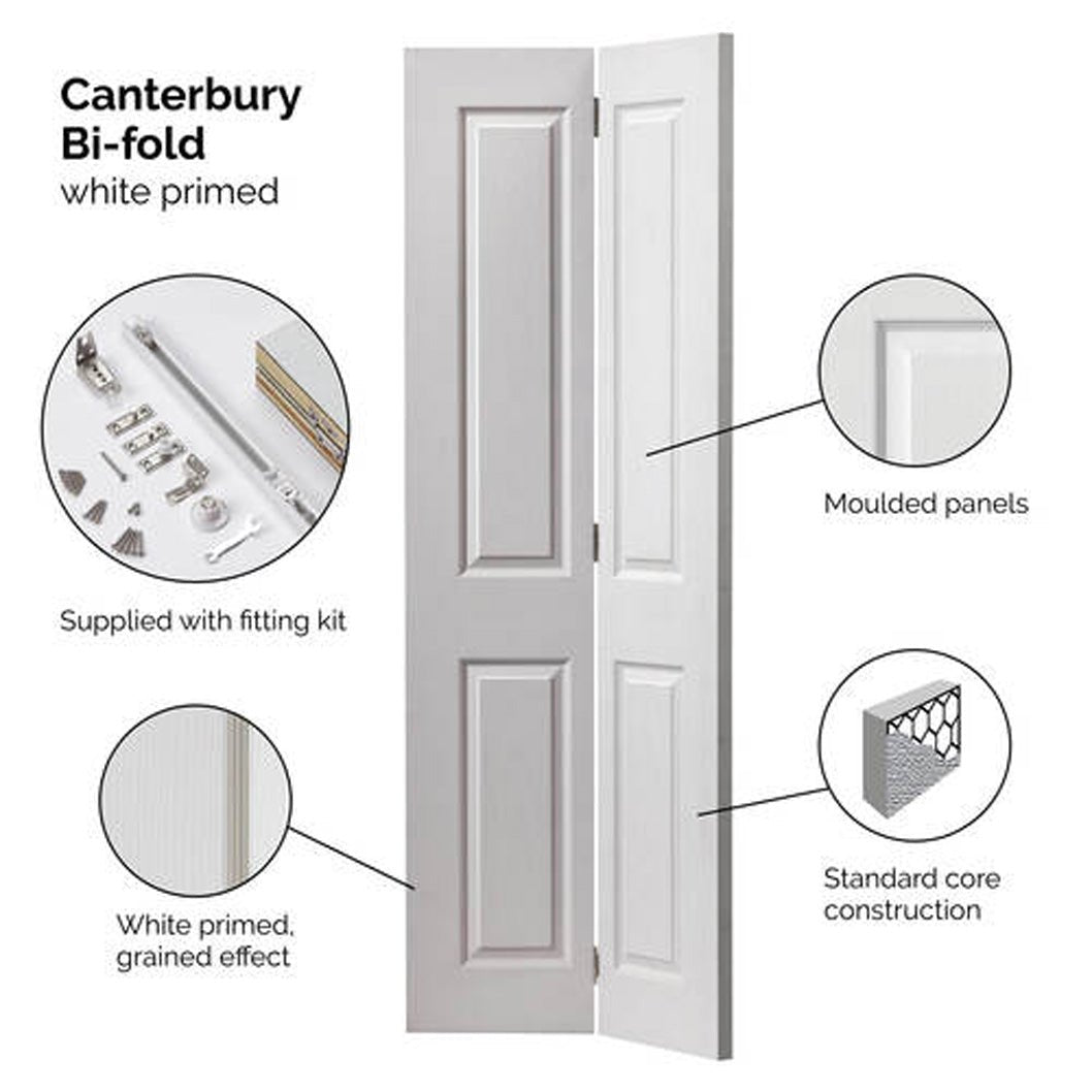 JB Kind Canterbury White Bi-fold Internal Door - JJ Building Materials