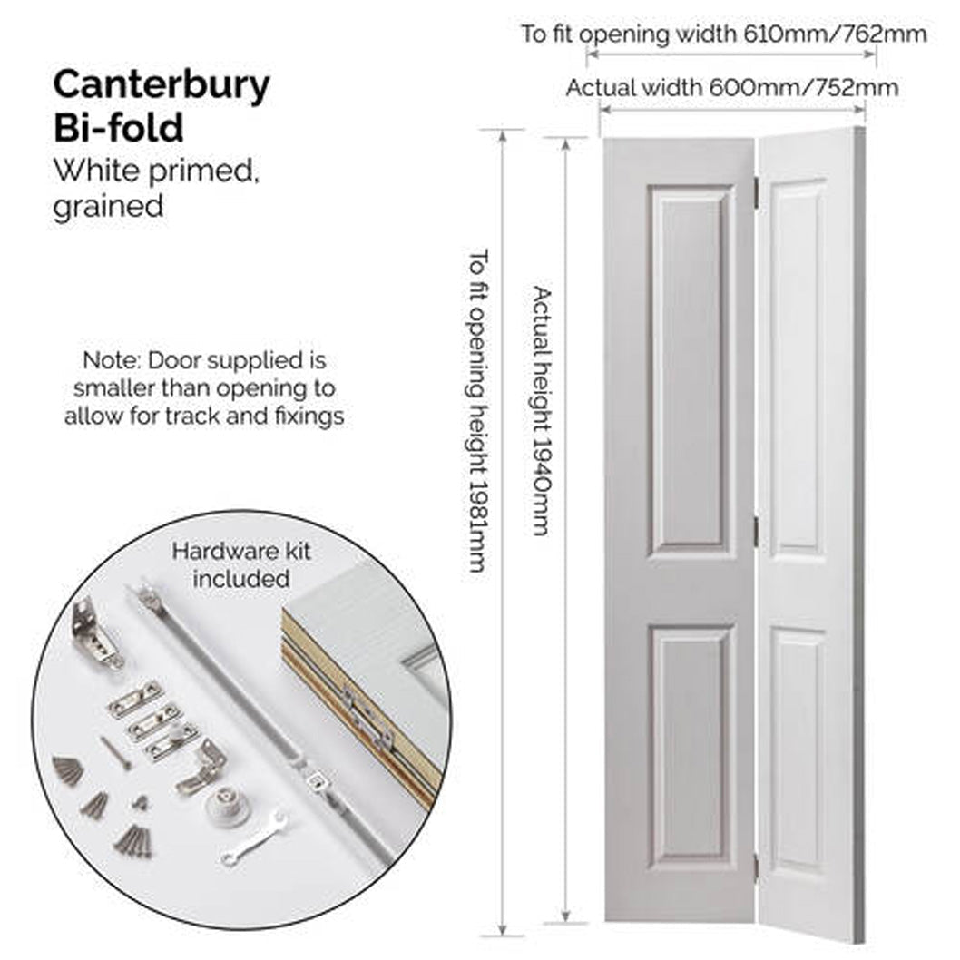 JB Kind Canterbury White Bi-fold Internal Door - JJ Building Materials