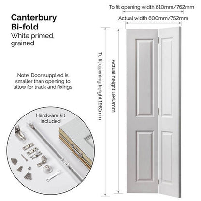 JB Kind Canterbury White Bi-fold Internal Door - JJ Building Materials
