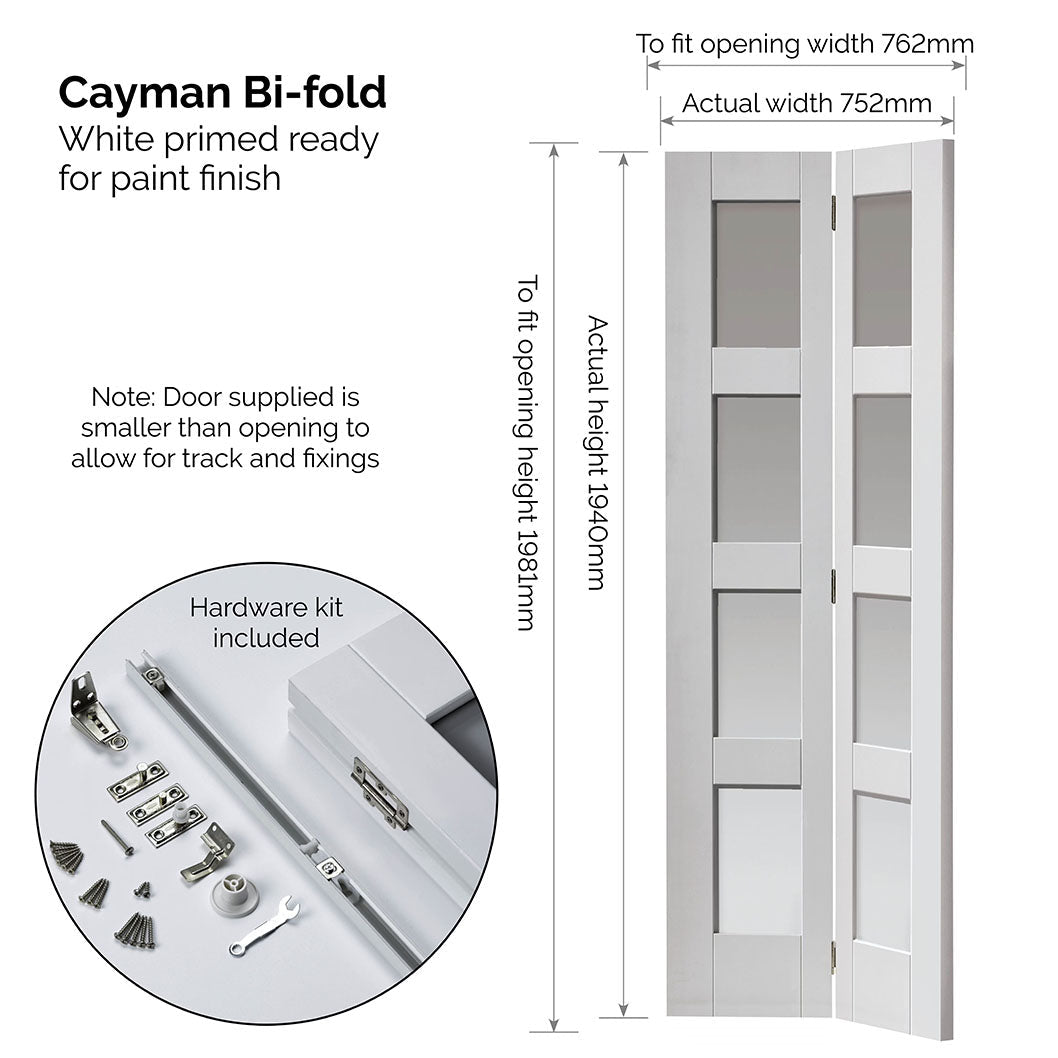 JB Kind Cayman White Glazed Internal Bi-fold Door - JJ Building Materials