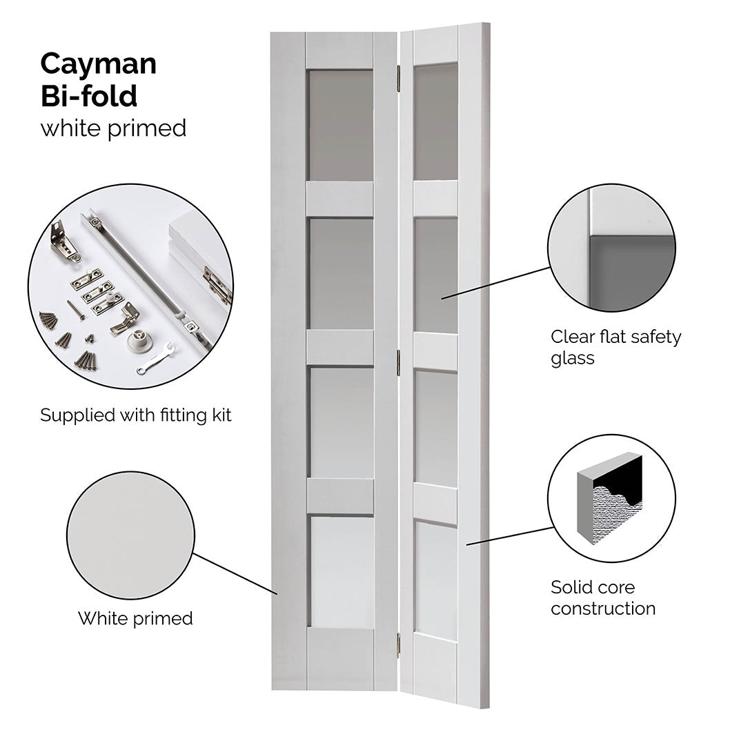 JB Kind Cayman White Glazed Internal Bi-fold Door - JJ Building Materials