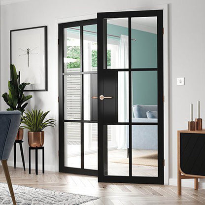 JB Kind Civic Black Clear Glass Internal Door - JJ Building Materials