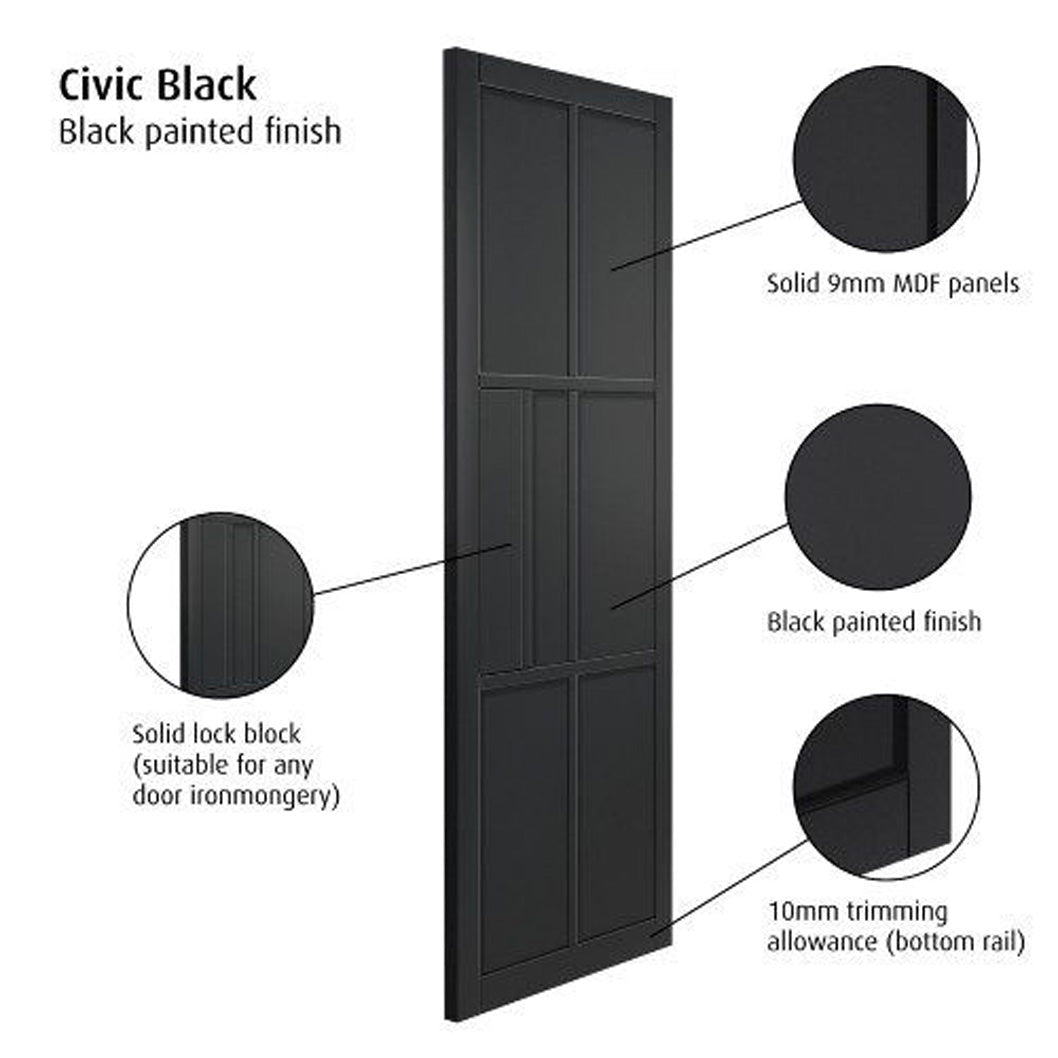 JB Kind Civic Black Internal Door - JJ Building Materials