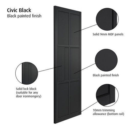 JB Kind Civic Black Internal Door - JJ Building Materials