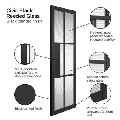 JB Kind Civic Black Reeded Horizontal - JJ Building Materials