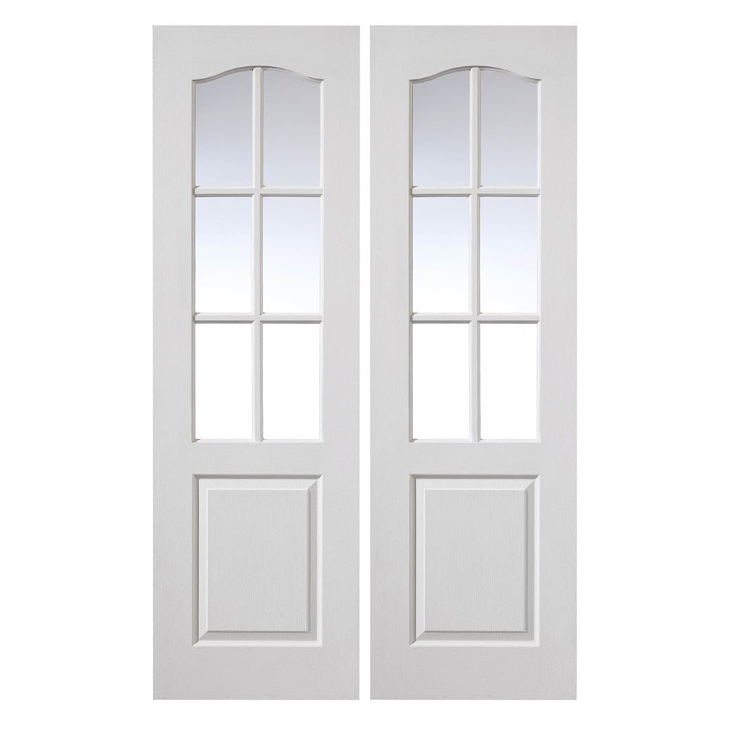 JB Kind Classique 6 Light Internal White Primed Glazed Internal Door Pair - JJ Building Materials