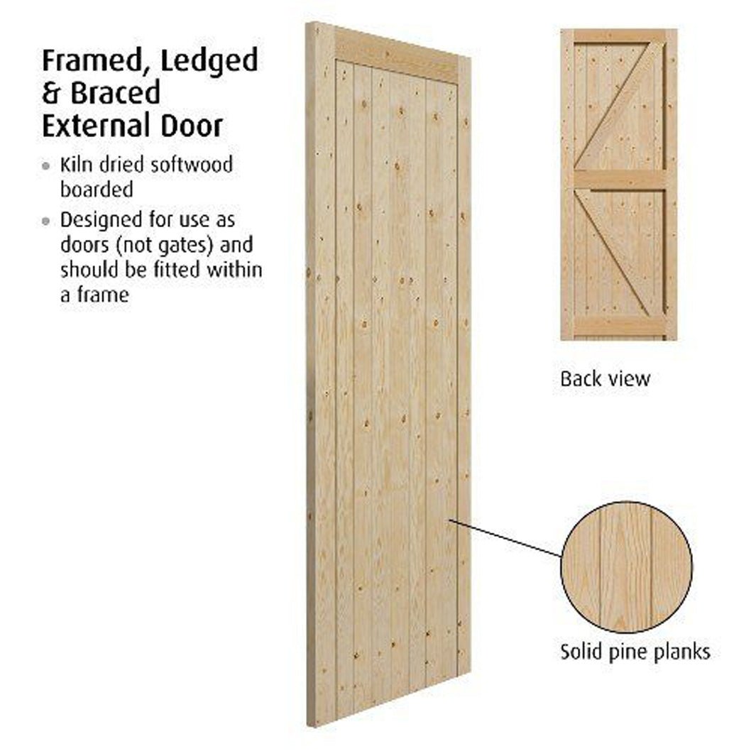 JB Kind Framed, Ledged & Braced Boarded External Door - JJ Building Materials