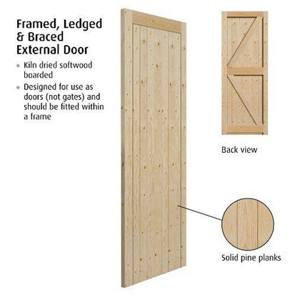 JB Kind Framed, Ledged & Braced Boarded External Door - JJ Building Materials